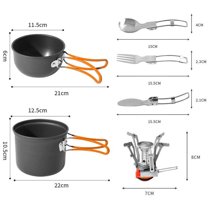 ZONADAH Outdoor Camping picnic Tableware Kit 1-2 People Camping Cookware