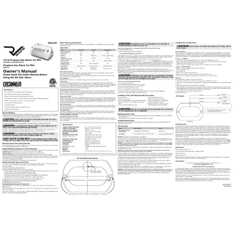 RVSafe RVCOLP-2B Surface Mount Dual CO2 and Propane Gas Alarm