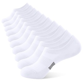 BUDERMMY No Show Socks Womens Low Cut Non Slip Athletic Cotton Invisible Women Sock 5 Pairs (US, Numeric, 9, 11, Regular, Regular, 5 Pairs White)