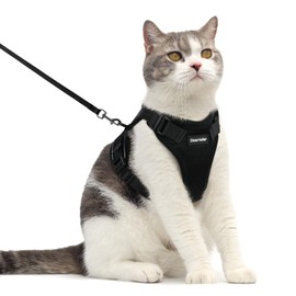 Dooradar Cat Harness and Leash Escape Proof for Walking, Adjustable Vest Harness for Small Medium Cats, Soft Easy Control Jacket, Black, M
