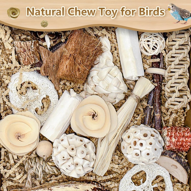LOPERDEVE Natural Bird Toy Foraging Parrot Shredding Toys Box Conure