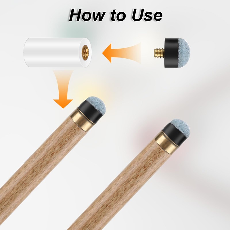 ADLABLD 30Pcs Screw In Pool Cue Tips, Screw-On Replacement Tips