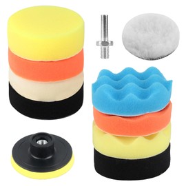 QBXMY7 11Pcs Car Buffing Pads for Drill Polishing Pad for Drill Polishing Kit,3Inch Foam Polishing Pads,Drill Buffer Polisher Attachment,Wool Pads Wax Buffer Drill Polisher Attachment with M10Adapter
