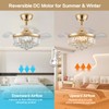 Zynfandor 30" Retractable Crystal Ceiling Fan with Light, RGB Modern
