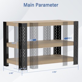 Neorexon Universal Metal Workbench Legs Kit w/Free Height Design, Heavy Duty DIY Workbench Kit Custom in Size and Color, 35.4" Height, Suitable for Shelving, Work Table, Lumber Not Included