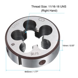 sourcing map Round Threading Die 11/16-18 UNS Thread Right Hand Screw Cutting Fixed Dies, Alloy Tool Steel Tapping Repair Tool