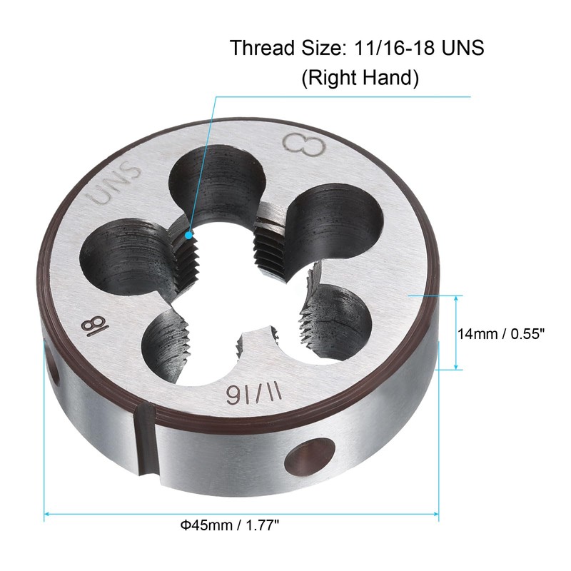 sourcing map Round Threading Die 11/16-18 UNS Thread Right Hand