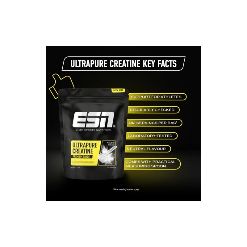 ESN Ultrapure Creatine Monohydrate, 500 g, 1.1 lbs, 142 Servings