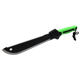Grip 11-1/4" Serrated Blade Machete with Nylon Sheath - Saw Blade Machete - Non-Slip Rubber Handle