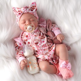 BABESIDE 17-inch Lifelike Reborn Baby Doll Girl, Sleeping Newborn with Sweet Smile, Realistic Cuddling Doll for Role Play & Collection, Includes Gift Box and Accessories