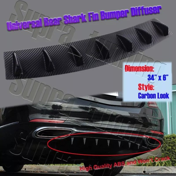 Supra_Tunning 1 x Carbon Style Rear Lower Bumper Diffuser Fin