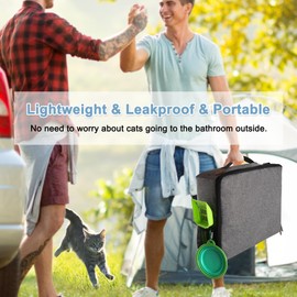 Deblue Portable Cat Travel Litter Box with Lid, Leak-Proof and Water-Proof, Lightweight Cat Litter Box for Car, Road Trip, Hotel, Airplane, and Outdoor-Grey