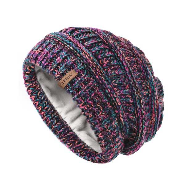 FURTALK Knit Beanie Hats for Women Men Fleece Lined Ski Skull Cap Slouchy Winter Hat Multicolor