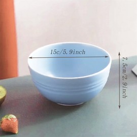 ZQtyf Unbreakable Cereal Bowl, 5.9 inch Set of 5 Reusable Bowls - Microwave & Dishwasher Safe, Perfect for Salad, Soup and Rice Oatmeal Desserts - BPA Free, Healthy & Eco-Friendly (Blue)