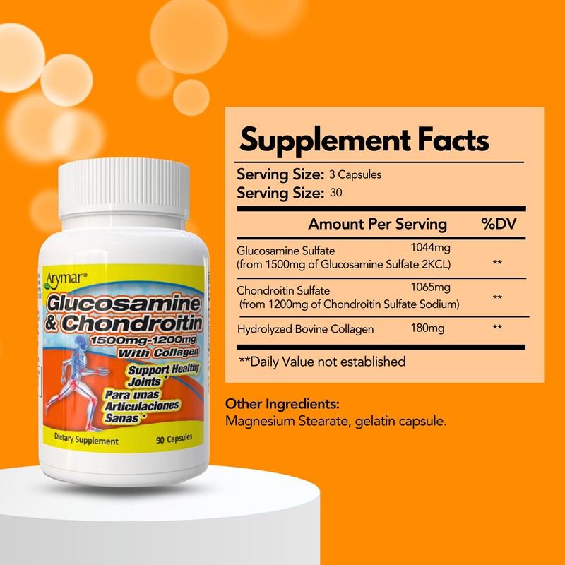 ARYMAR Glucosamine 1500 mg and Chondroitin 1200 mg with Collagen