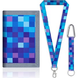 JONYEE Kids Wallet for Boys and Girls 4-16 with Lanyard and Key Chain Holder, Trifold Camo and Cute Wallets for Kids,with Coin and Card Pockets, Novelty Birthday Gifts for Childrens(Purple)