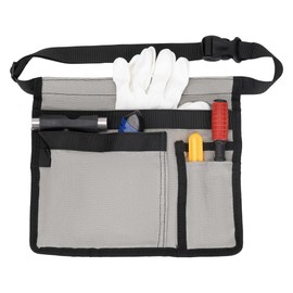 JANKOW Tool Pouch Belt, Utility Belt Bag with 5 Pockets, Tool Apron Pouch, Garden Tool Belt for Men and Women, for Carpenter, Electrician, and Mechanics (Grey, One Size)