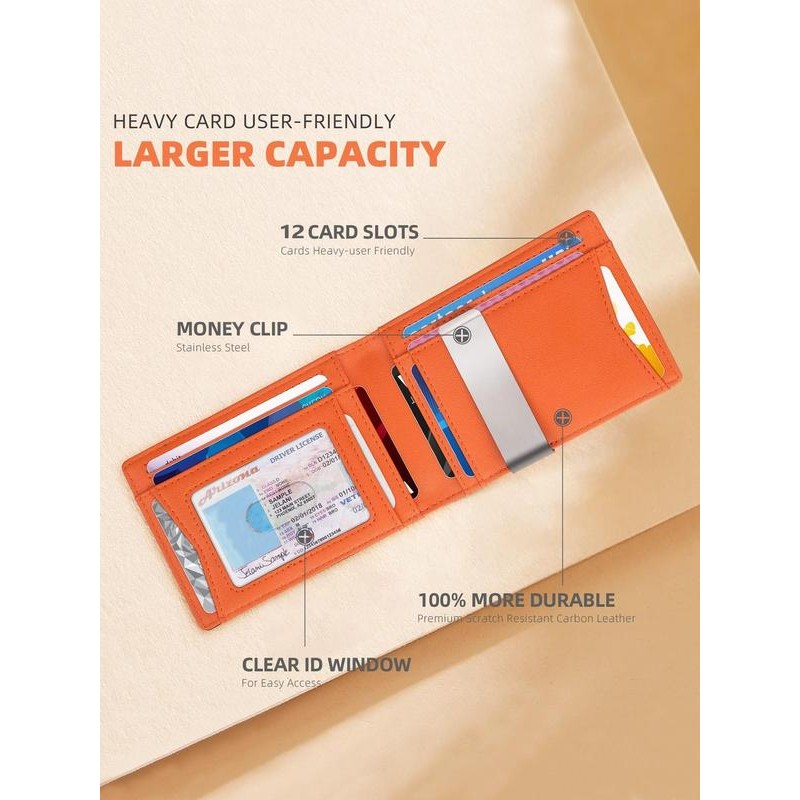 Men's Carbon Fiber Pattern Wallet, Ultra-thin Minimalist Multi Card Slot