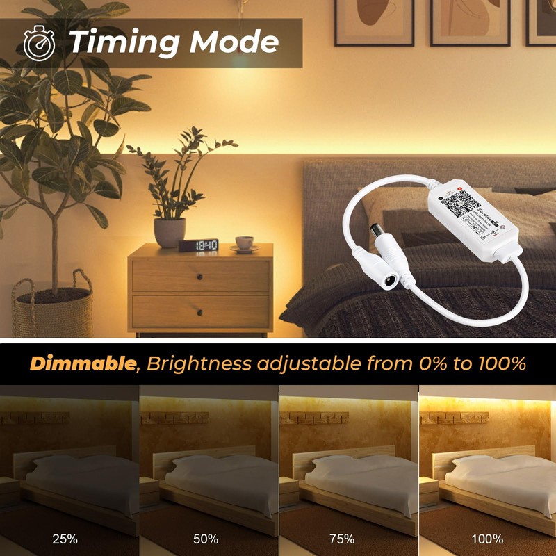 INDARUN Dimmable Led Strip Light Controller Warm White, Controlled by