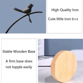 MADOCEGE Ornament Display Stand Air Plants Holder Terrariums Hanging Planter Stand Art Iron Wire Hanging Pot Hook for Home Decor Ornaments (12.2''x7'',Black,Bird)