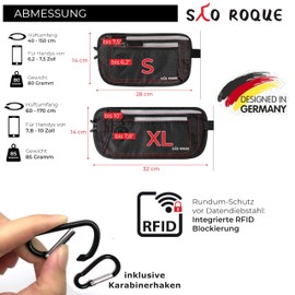 SAO ROQUE ® Bum Bag for Men and Women, Passport Case, Belt Bag, Travel Gadgets with RFID Blocker, Hip Bag, Stylish, Money Belt, Flat, black (XL), money belt