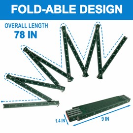 Oil Tank Measuring Stick 10 Fold To 78 In, Wood Folding Fuel Tank Measuring Gauge Stick, Ruler for Deep Tank