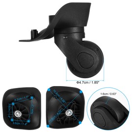 PATIKIL Luggage Wheels Replacement, 1 Pair Suitcase Wheels Caster Repair for Left & Right Swivel Wheel, Black (3.6x4.2x5x3.6/1.4x1.7x2x1.4 inch)
