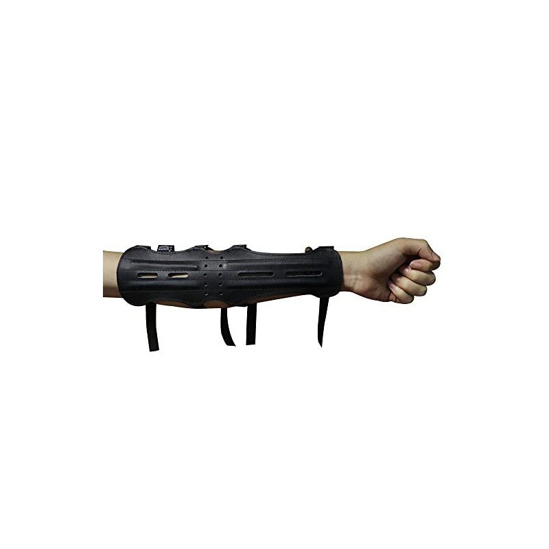 Protector de brazo de cuero largo con 4 correas para