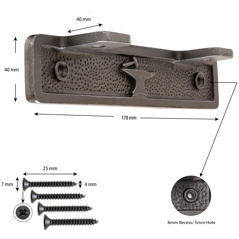 EDUWURXS Heavy Duty Cast Iron Alcove Wall Mount Brackets (Pair