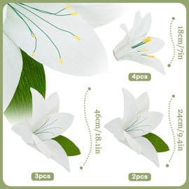 Paper Jazz 9pcs White Paper Flower Wall Decorations,Artificial 3D Flower Backdrop,Giant Lily Crepe Tissue Flowers Wall Decal for Wedding Bridal Baby Shower Nursery Bulletin Board Bedroom Classroom.