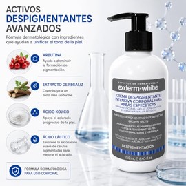 Exderm White Crema Despigmentante Corporal Antimanchas para Axilas Zonas Íntimas y Entrepierna Tratamiento Unificador de Tono con Arbutina Ácido Kójic