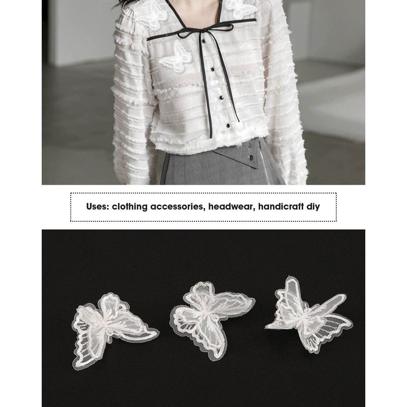 ECSiNG 20 Pieces Butterfly Appliques with Lace Double Layers Butterfly