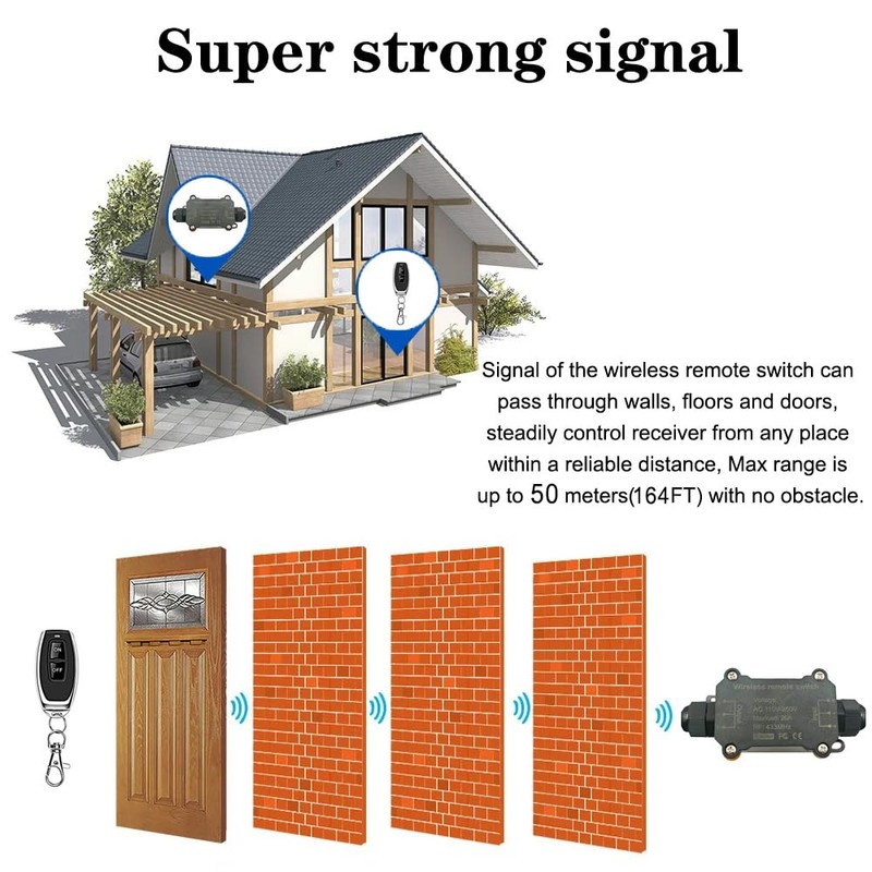 NEWNEWLIU AC110V Waterproof Remote Control Power Switch with 164ft Long
