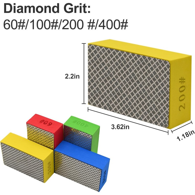 EGOFIX 4pcs Diamond Hand Polishing Pads for Ceramic Tile Glass