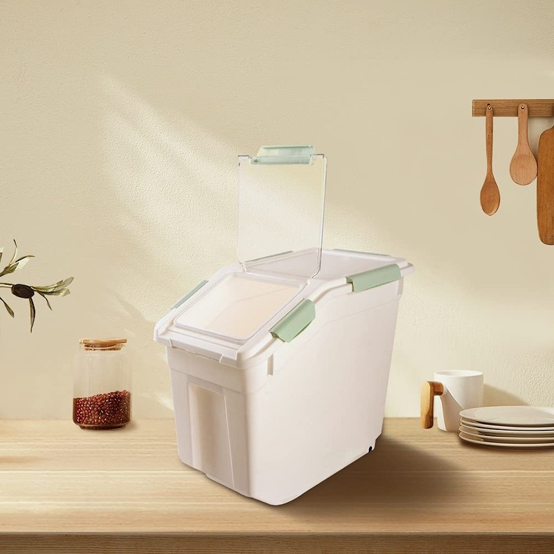 Qiveno Flour container 25 lbs, Airtight Rice Storage Container, Pink