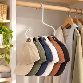 8 Cap Circle Ring Hat Hanger, Space Saving Baseball Cap Organizer with Hanging Rings for Closet, Bedroom, Scarves, Ties & Accessories
