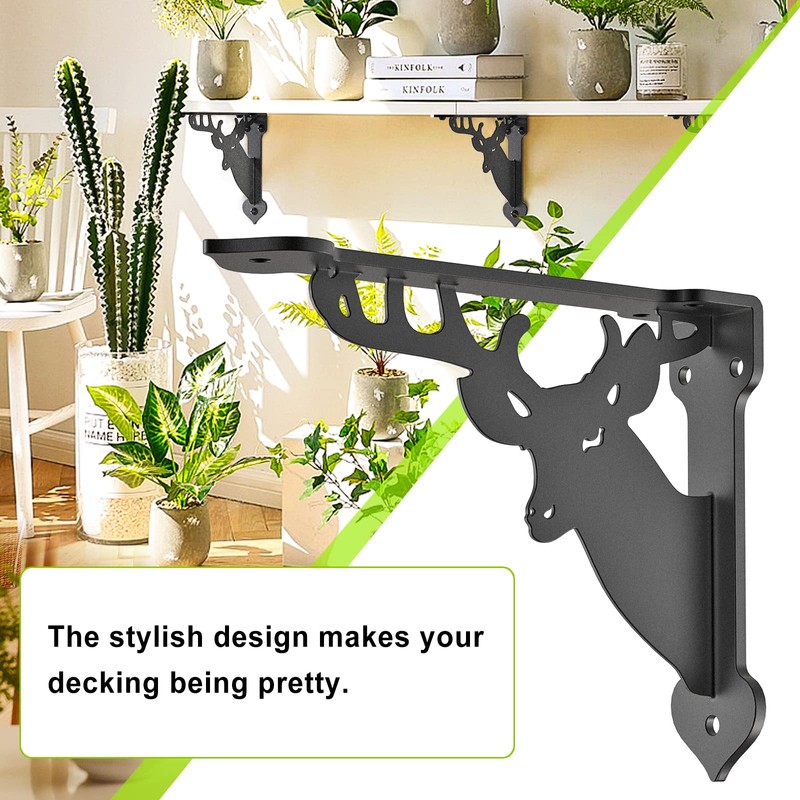 SELEWARE Heavy Duty Shelf Brackets 12 Inch, Deer Shelves Brackets,