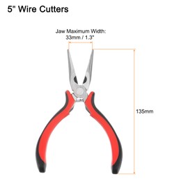 HARFINGTON Mini Needle Nose Pliers 5 Inch Toothed Precision Plier with Plastic Handle for DIY Crafts Jewelry Making
