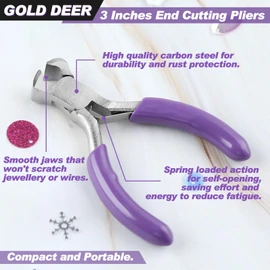 GOLD DEER End Nipper, Gouring Nipper, Mini, End Nipper, Cut, Small Tool, Non-Rust, Plastic Spring Included, Cuttable Tool, Precision Work, Forging, Professional, Precision Work, Accessory Tool, Beads, Handmade Tool, For Craftsmen, Micro Cut Beads, Lightw