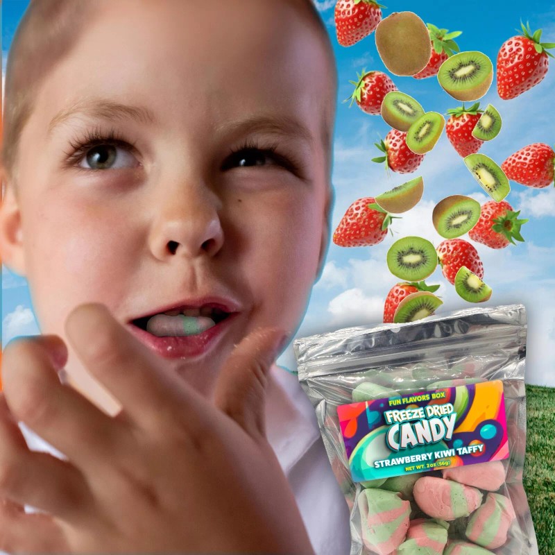Fun Flavors Box Freeze Dried Candy Strawberry Kiwi Taffy Crunch