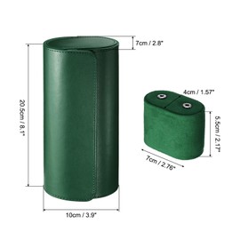 sourcing map Leather Watch Travel Case Single Watch Roll Storage Box Organizer for Men Women Holding Storaging Displaying, 3 Slot, Green