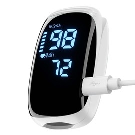 Pulse Oximeter Fingertip, Pulse Oximeter with Rechargeable, Oxygen Meter Finger Pulse Oximeter, Fingertip Blood Oxygen Saturation Monitor Rechargeable, Accurate Fast SpO2 Reading for Sports (White)