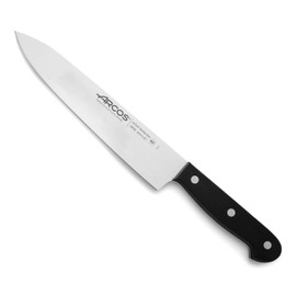 ARCOS Cuchillo Chef Acero Inoxidable. Cuchillo cocina para cortar y pelar alimentos pequeños. Mango ergonómico polioximetileno y Hoja 200 mm. Serie Universal. Color negro.