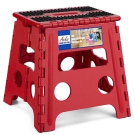 ACKO Folding Step Stool - 13" Height Premium Heavy Duty Foldable Stool for Kids and Adults, Kitchen Garden Bathroom Stepping Stool (1 Pack) Dot Red
