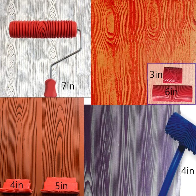Wood Graining Tool Set, 6pcs 7" Fake Wood Grain Roller