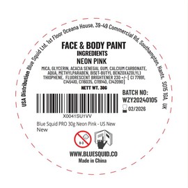 Blue Squid Pro Make-Up Face Paint and Body Paint - Neon Pink (30 g), Face and Body Paint for Adults, Children, Fancy Dress and SFX