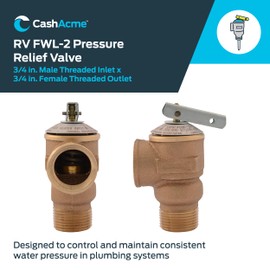 Cash Acme 3/4 Inch RV FWL-2 Pressure Relief Valve, Bronze, 75 PSI, 14917-0075