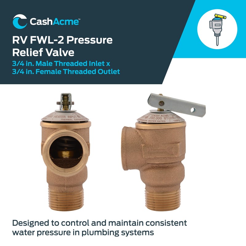 Cash Acme 3/4 Inch RV FWL-2 Pressure Relief Valve, Bronze,