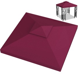 Ganggend 10x10ft Canopy Replacement Top, Double Tiered Pop up Gazebo Covers Replacement with 12 Velcros, Waterproof UV Protective Nylon, Outdoor Shelter for Grill, Patio, Event, Trade Show (Red)