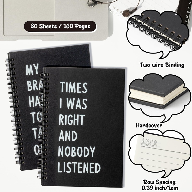 GioXtra Funny Office Notebook - 4Pcs Humorous Work Quote A5